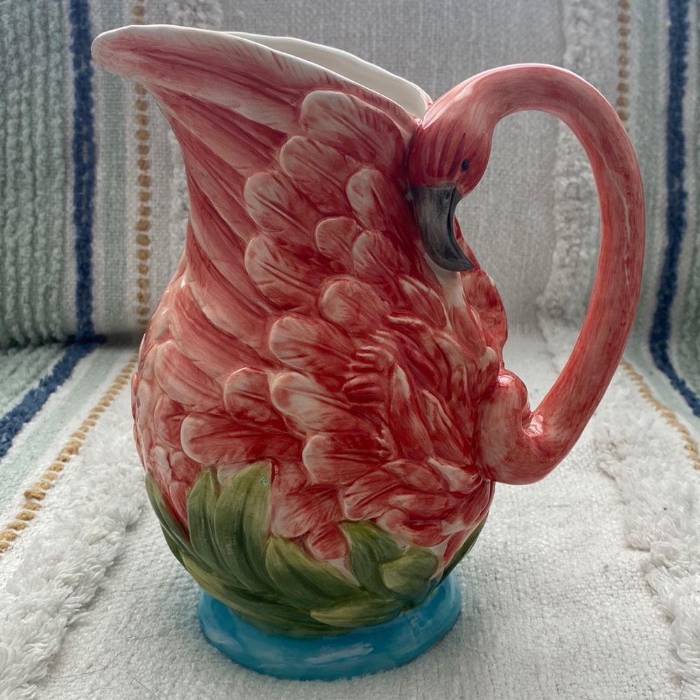 Ceramic Pink Flamingo Pitcher